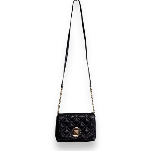 Kate Spade Quilted Leather Crossbody Purse Bag Chain Strap Black Small Shoulder - Picture 11 of 16